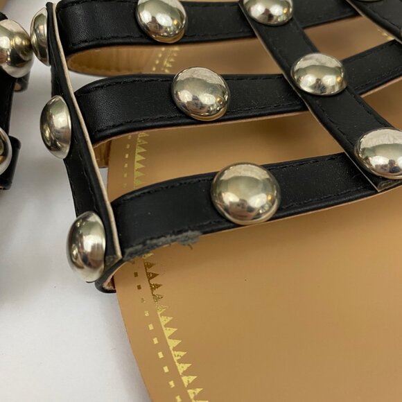 Yoki Black Caged Studded Rocker Biker Sandals Slip On Shoes Womens Size 10 - Picture 3 of 9